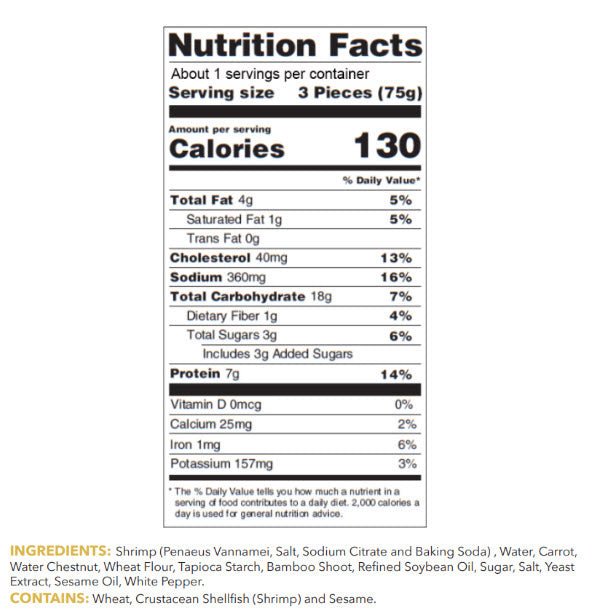 Shrimp Appetizer Sampler - Nutrition Facts